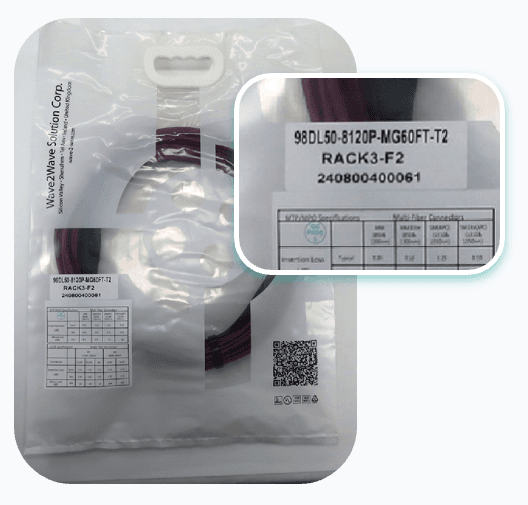 Factory-organized cable packaging with labels