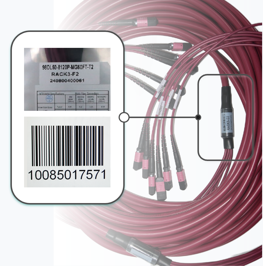 Custom cable labeling example - rack and port identification